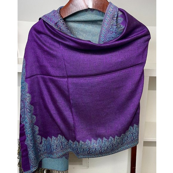 Reversible Paisley Pashmina Scarf Shawl for Winter | Bohemian Wrap Head Scarves - Picture 1 of 5